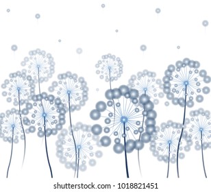 Vector illustration with white dandelions 