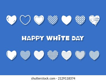 Vektorgrafik des Weißen Tages. Herzmuster-Design. Logo, Symbol, Banner, Grußkarte. In Japan ist White Day ein Tag, um Geschenke an diejenigen zurückzugeben, die sie erhalten Schokolade vom Valentinstag.