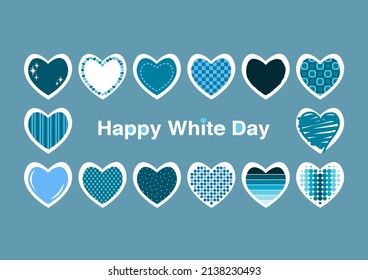 Vector illustration of White Day. Heart pattern design. Logo, icon, banner, greeting card. In Japan, White day is a day to return gifts to those they received chocolates from on Valentine’s day.