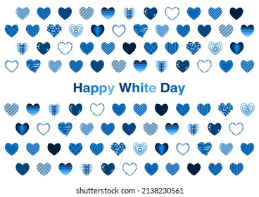 Vector illustration of White Day. Heart pattern design. Logo, icon, banner, greeting card. In Japan, White day is a day to return gifts to those they received chocolates from on Valentine’s day.
