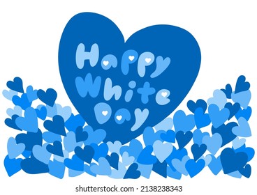 Vector illustration of White Day. Lots of hearts. Icon, banner, greeting card. In Japan, White day is a day to return gifts to those they received chocolates from on Valentine’s day.