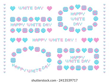 Vector illustration for White Day. Sweets and letter pixel art decoration design. White background. White Day is a Japanese event where people give gifts in return for Valentine's Day.