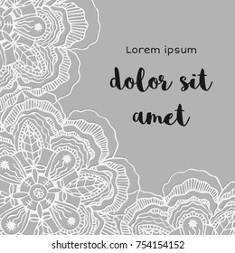 Vector illustration, white decorative flowers on a gray background.