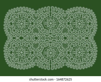 Vector illustration white delicate lace on the green background