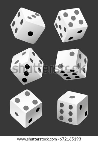 Vector illustration of white dice with double six roll. No gradients or effects. Web site page and mobile app design vector element