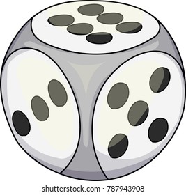 Vector illustration of a white dice used for certain games.