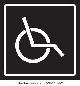 Vector illustration of white disabled sign icon on black background