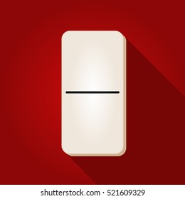 Vector illustration of a white domino icon in flat design style on red background. Domino sign.