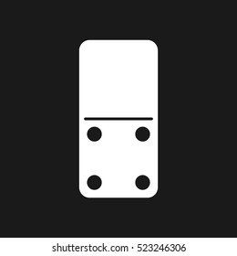 Vector illustration of a white domino icon in flat design style on black background. Domino sign.