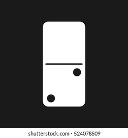 Vector illustration of a white domino icon in flat design style on black background. Domino sign.