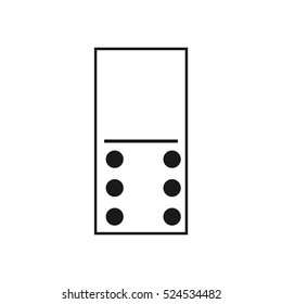 Vector illustration of a white domino icon in flat design style on white background. Domino sign.