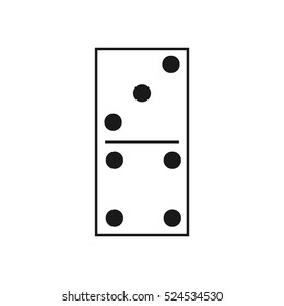 Vector illustration of a white domino icon in flat design style on white background. Domino sign.