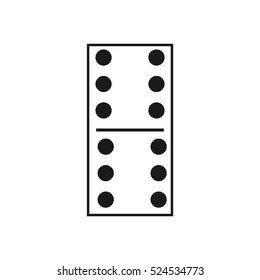 Vector illustration of a white domino icon in flat design style on white background. Domino sign.