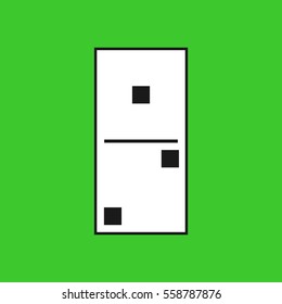 Vector illustration of a white domino icon in flat design style on green background. Domino sign. 1-2