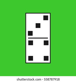 Vector illustration of a white domino icon in flat design style on green background. Domino sign. 3-4