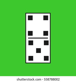 Vector illustration of a white domino icon in flat design style on green background. Domino sign. 4-5