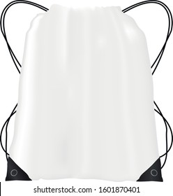 A vector illustration of a white drawstring bag for the purposes of mockups or product presentations.