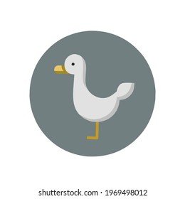 vector illustration of a white duck animal logo with a pale green circle