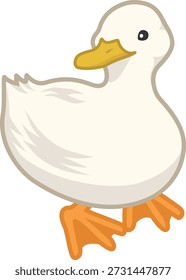 Ilustración vectorial de un pato blanco mirando de lado