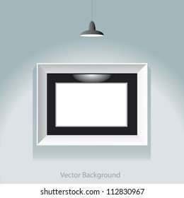 vector illustration of the white empty frame with spotlight