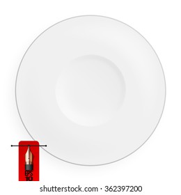 Vector illustration of white empty saucer