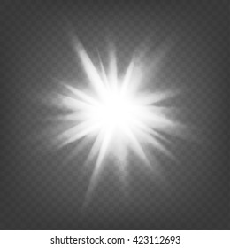 Vector illustration white explosion on a transparent background. A bright glow. EPS 10