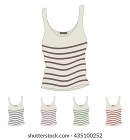vector illustration of a white female singlet with colored stripes