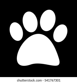 Vector illustration of a white fingerprint paws on black background