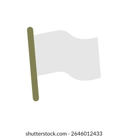 Vector illustration of a White Flag in flat style isolated in white background