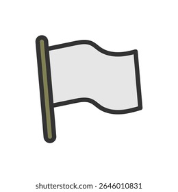 Vector illustration of a White Flag in solid line style isolated in white background