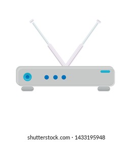 Vector illustration white flat icon simple modern digital digital wi-fi router modem for wireless internet isolated on white background. Concept: computer digital technologies