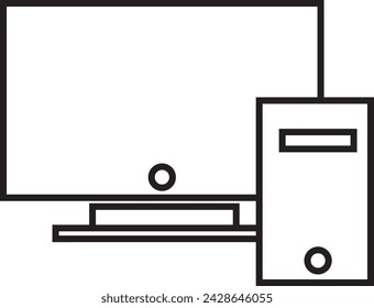 Vector illustration of white flat icon simple modern digital  rectangular COMPUTER