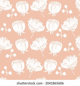 Vector illustration of white flowers on a beige background for wallpaper cover interior print