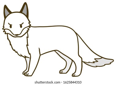 Vector illustration of white fox with angry face