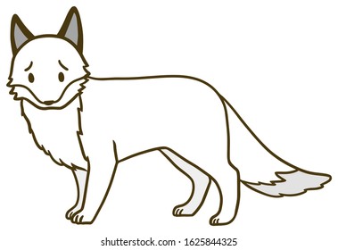 Vector illustration of white fox with troubled face