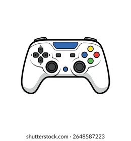Ilustração vetorial de um controlador de jogo branco ou joystick para jogos de console - Isolado no fundo branco