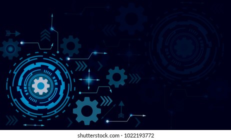 Vector illustration white gear wheel on circuit board, Hi-tech digital technology and engineering, digital telecoms technology concept, Abstract futuristic- technology on blue color background.