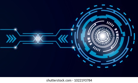 Vector illustration white gear wheel on circuit board, Hi-tech digital technology and engineering, digital telecoms technology concept, Abstract futuristic- technology on blue color background.