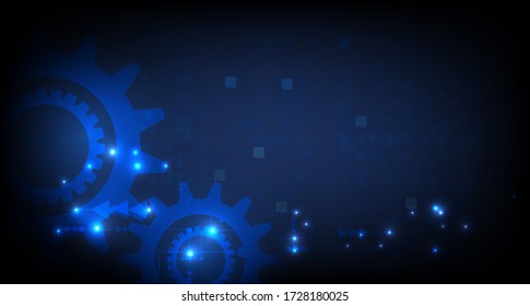 Vector illustration white gear wheel on circuit board, Hi-tech digital technology and engineering