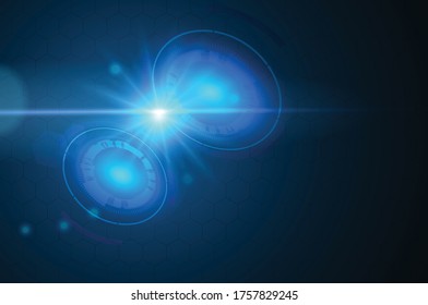 Ilustración vectorial rueda de engranajes blancos en la tarjeta de circuitos, tecnología digital y de alta tecnología, concepto de tecnología de telecomunicaciones digitales, Resumen de tecnología futurista en fondo azul