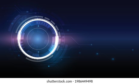 Vector illustration white gear wheel on circuit board, Hi-tech digital technology and engineering, Abstract futuristic- technology on blue color background