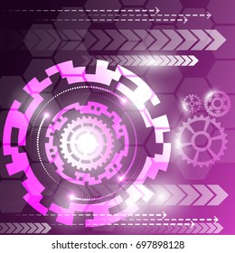 Vector illustration white gear wheel on circuit board, Hi-tech digital technology and engineering, digital telecoms technology concept, Abstract futuristic- technology on blue color background