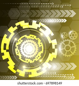 Vector illustration white gear wheel on circuit board, Hi-tech digital technology and engineering, digital telecoms technology concept, Abstract futuristic- technology on blue color background