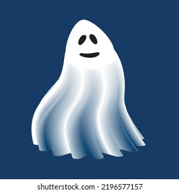 Vektorgrafik des weißen Geistes. Halloween-Monster, gruseliger Geist oder Polargeist, der in der Nacht fliegt.	