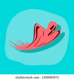 Vector illustration of white ghost, phantom silhouette isolated on transparent background. Halloween spooky monster, scary spirit or poltergeist flying in night. Mystic creature without body