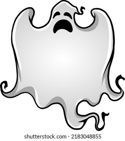 Vector Illustration of white ghost sad expresion