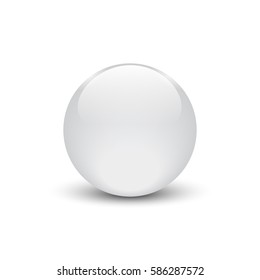 Vector illustration of white glass button for icon with shadow
