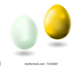 Vector illustration of white and golden eggs