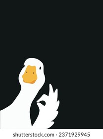 vector illustration of a white goose showing ok