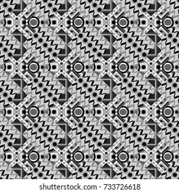 Vector illustration. White, gray and black abstract background painted geometry shine and layer element seamless pattern.